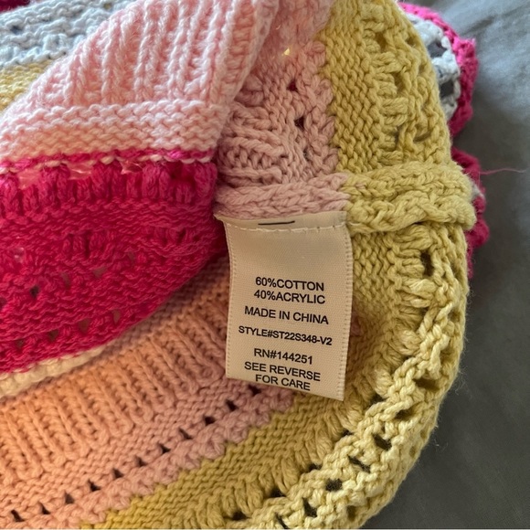 Sincerely Jules Boho Rainbow Stripe Crochet Flutter Sleeve Crop Top Size Small - Picture 10 of 11